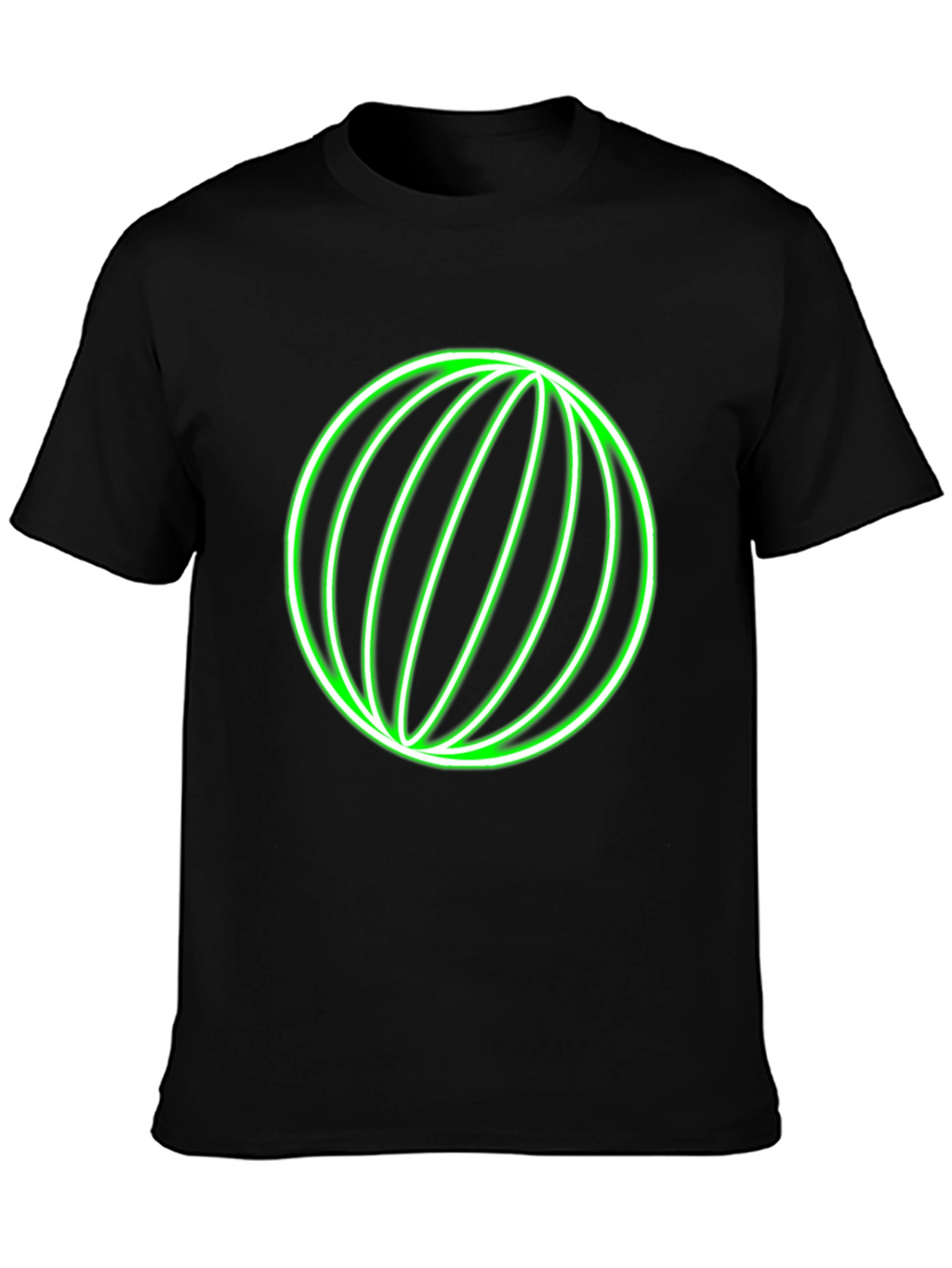 Neon Green Globe Graphic Black T-Shirt