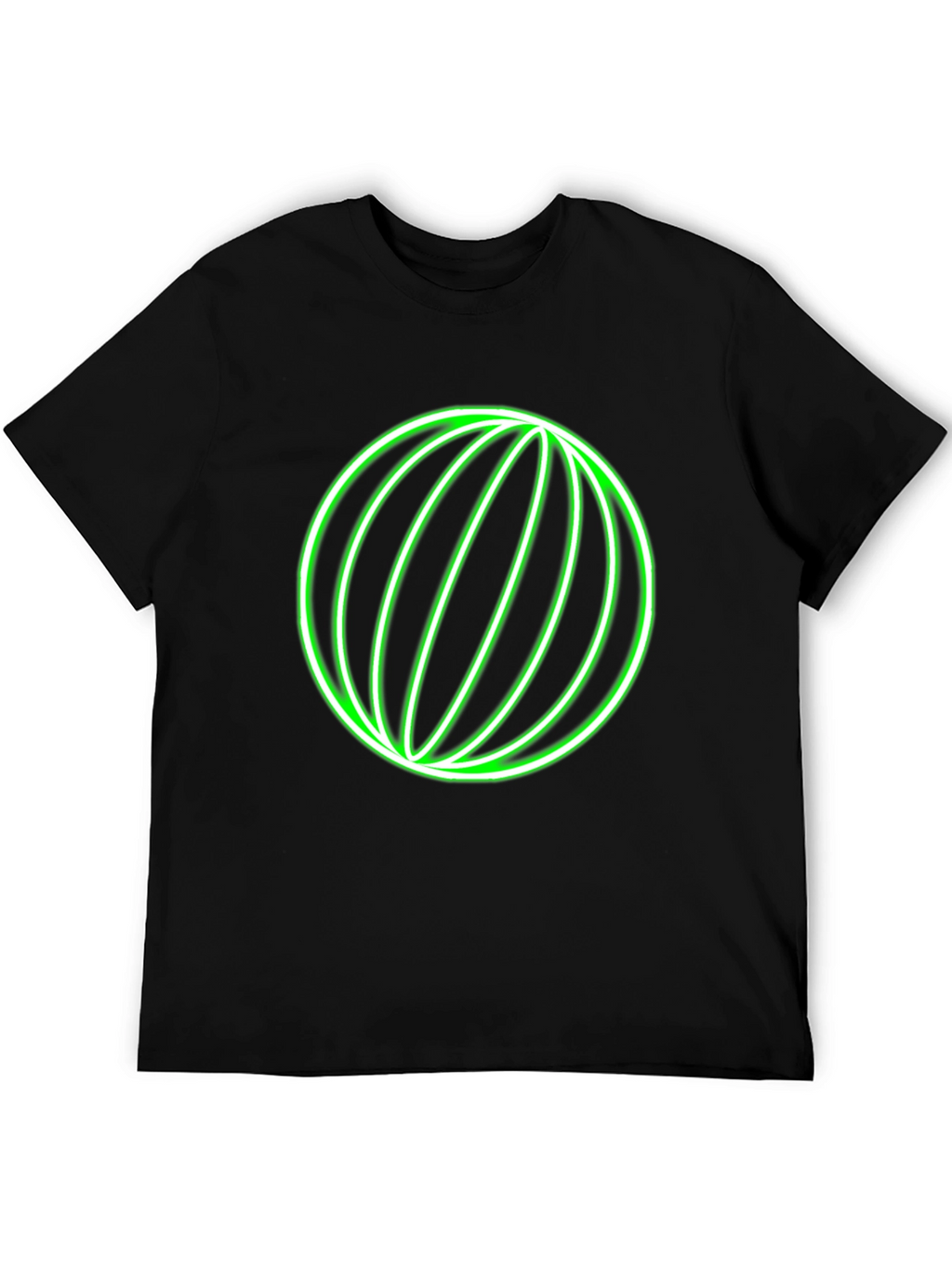 Neon Green Globe Graphic Black T-Shirt