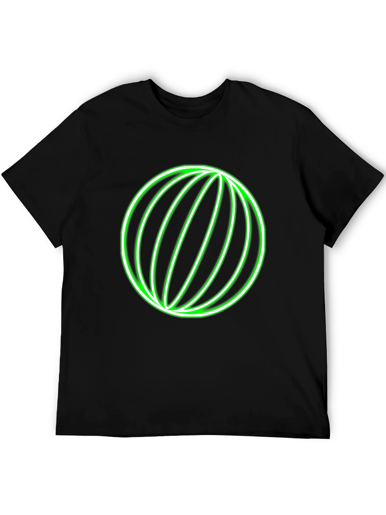 Neon Green Globe Graphic Black T-Shirt