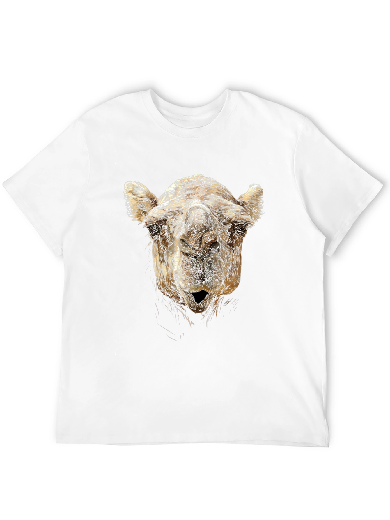 Camel Face Graphic Print Black T-Shirt