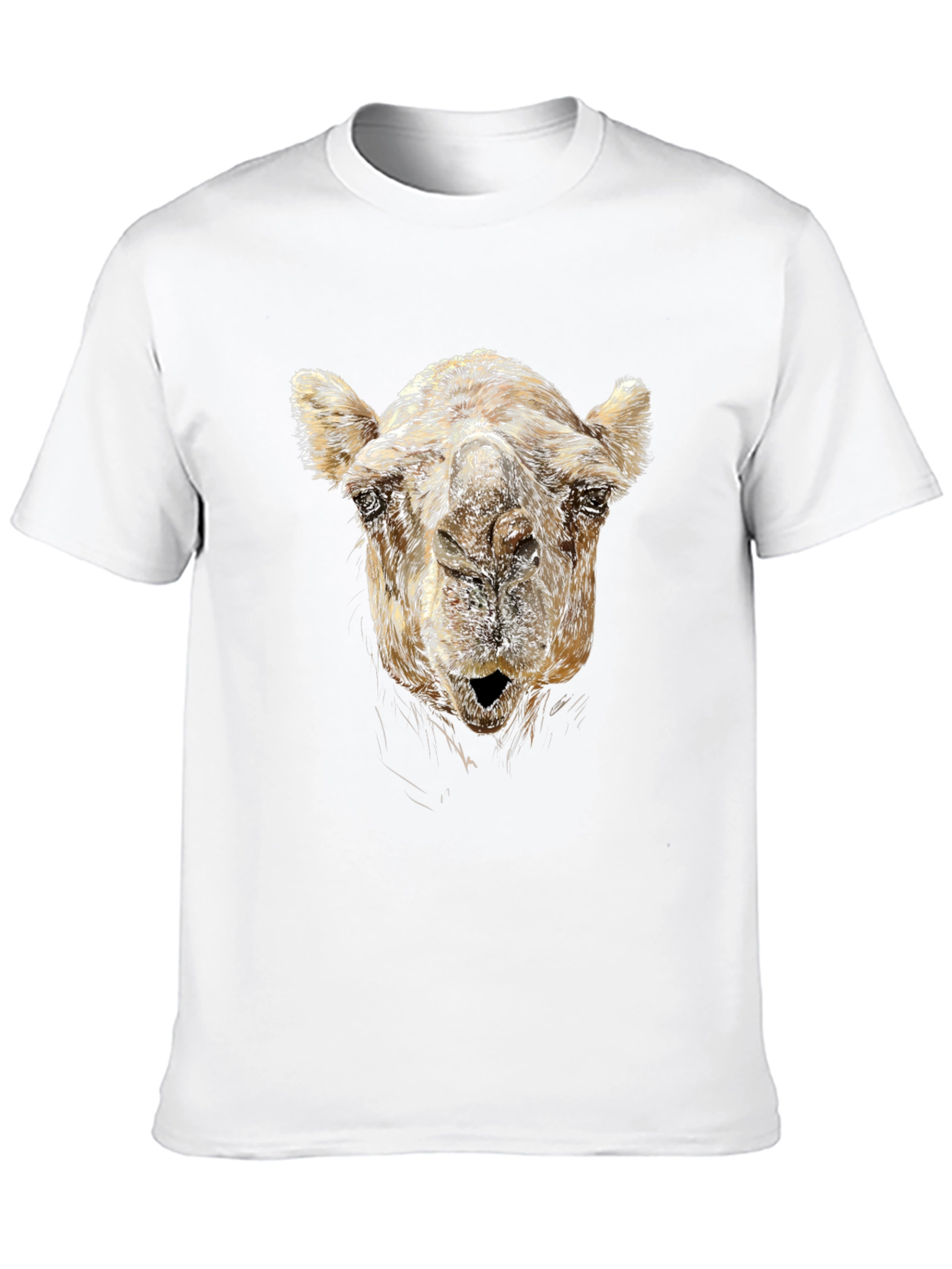 Camel Face Graphic Print Black T-Shirt