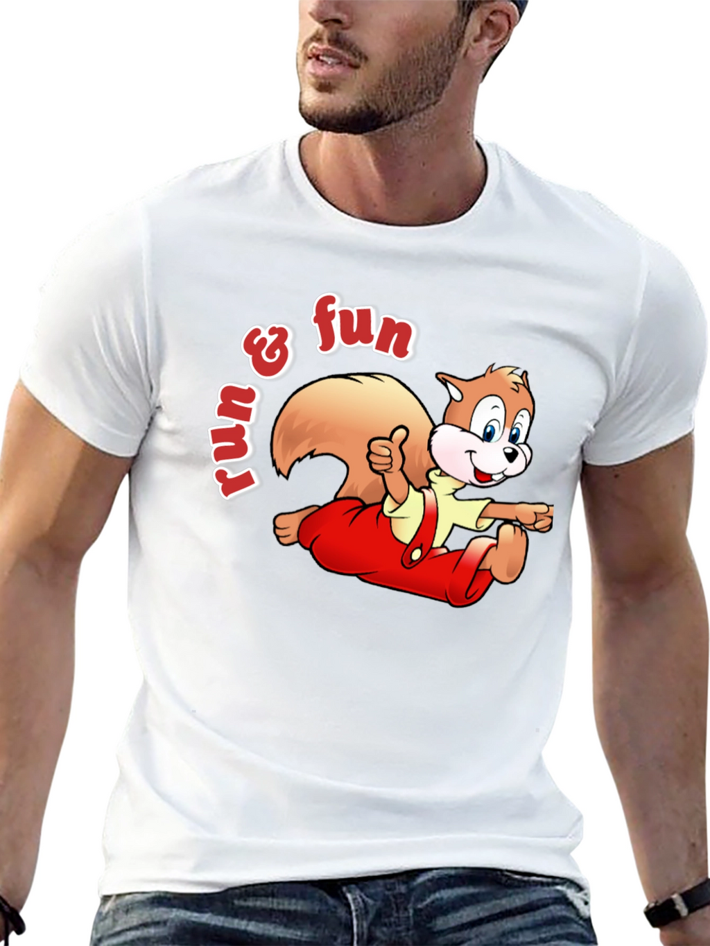 Fun Squirrel Graphic Tee - Black Casual T-Shirt