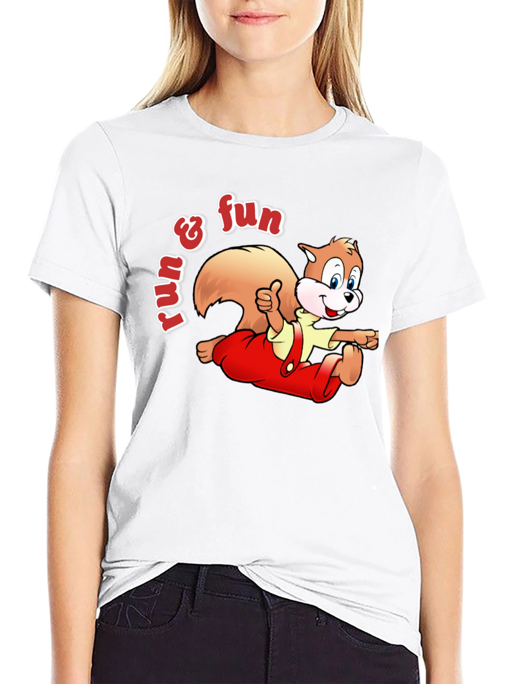 Fun Squirrel Graphic Tee - Black Casual T-Shirt