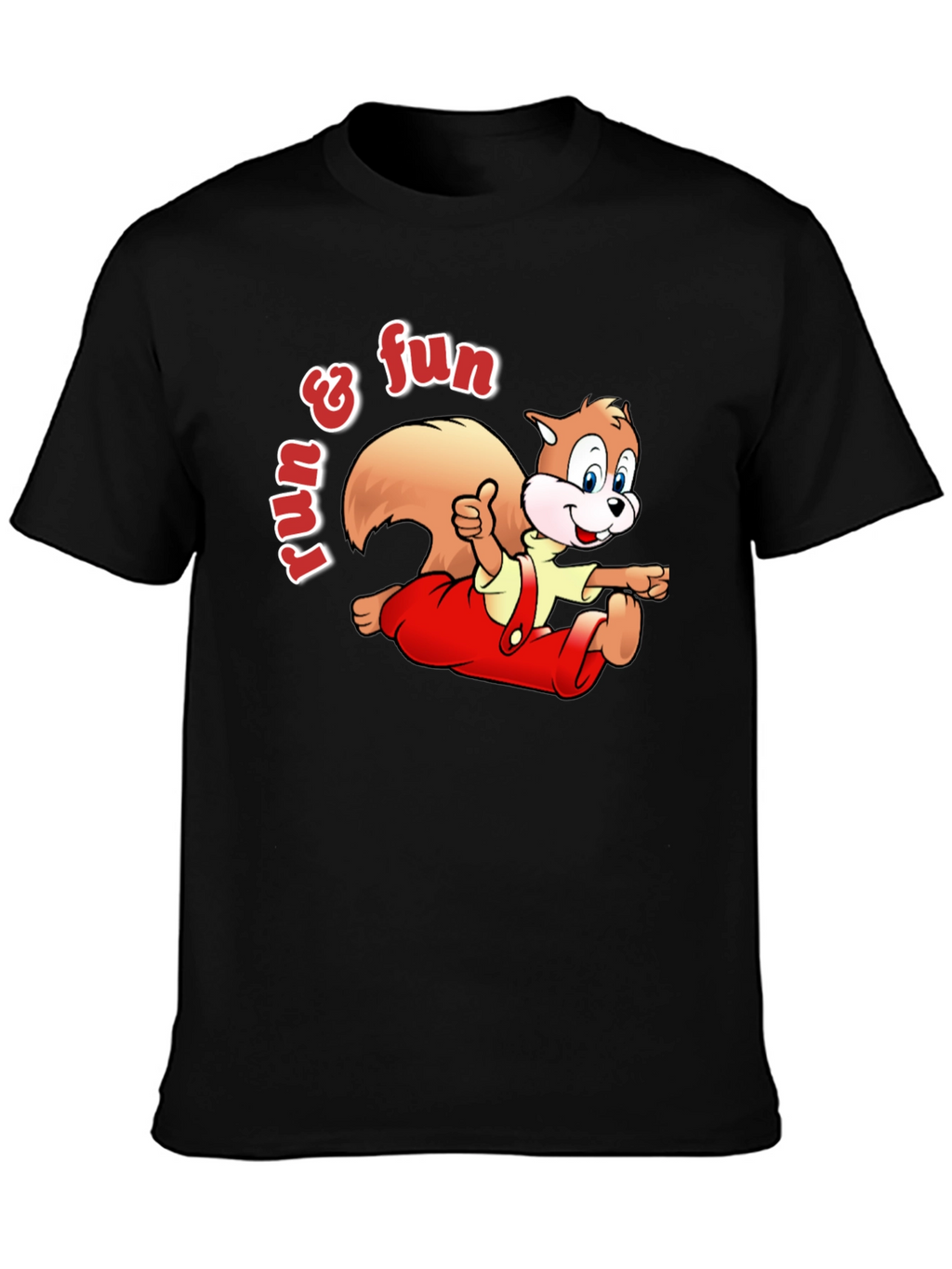 Fun Squirrel Graphic Tee - Black Casual T-Shirt