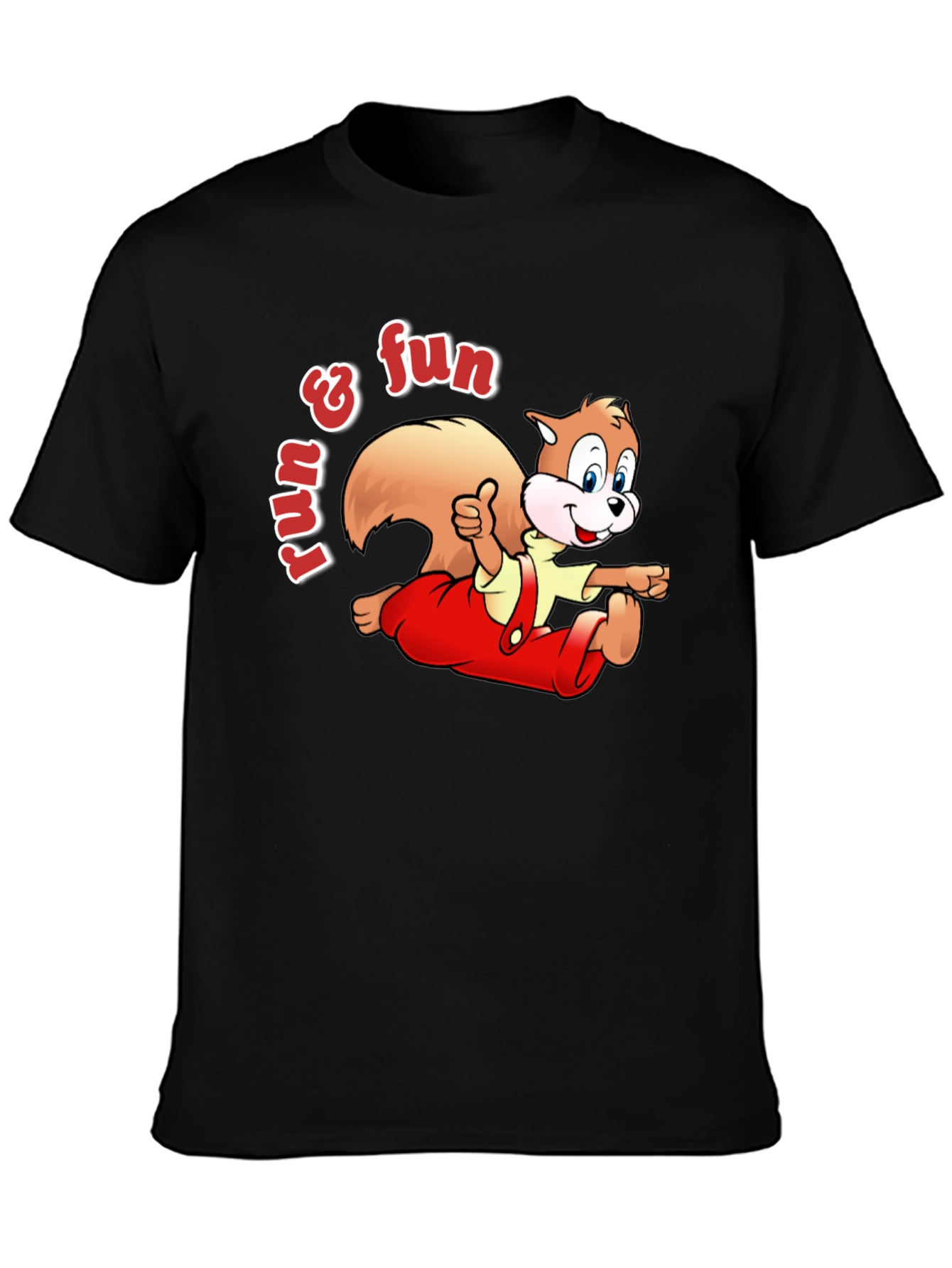 Fun Squirrel Graphic Tee - Black Casual T-Shirt