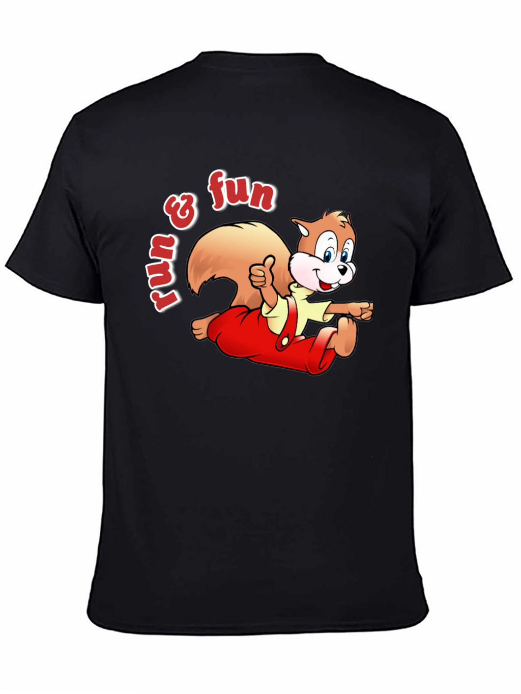Fun Squirrel Graphic Tee - Black Casual T-Shirt