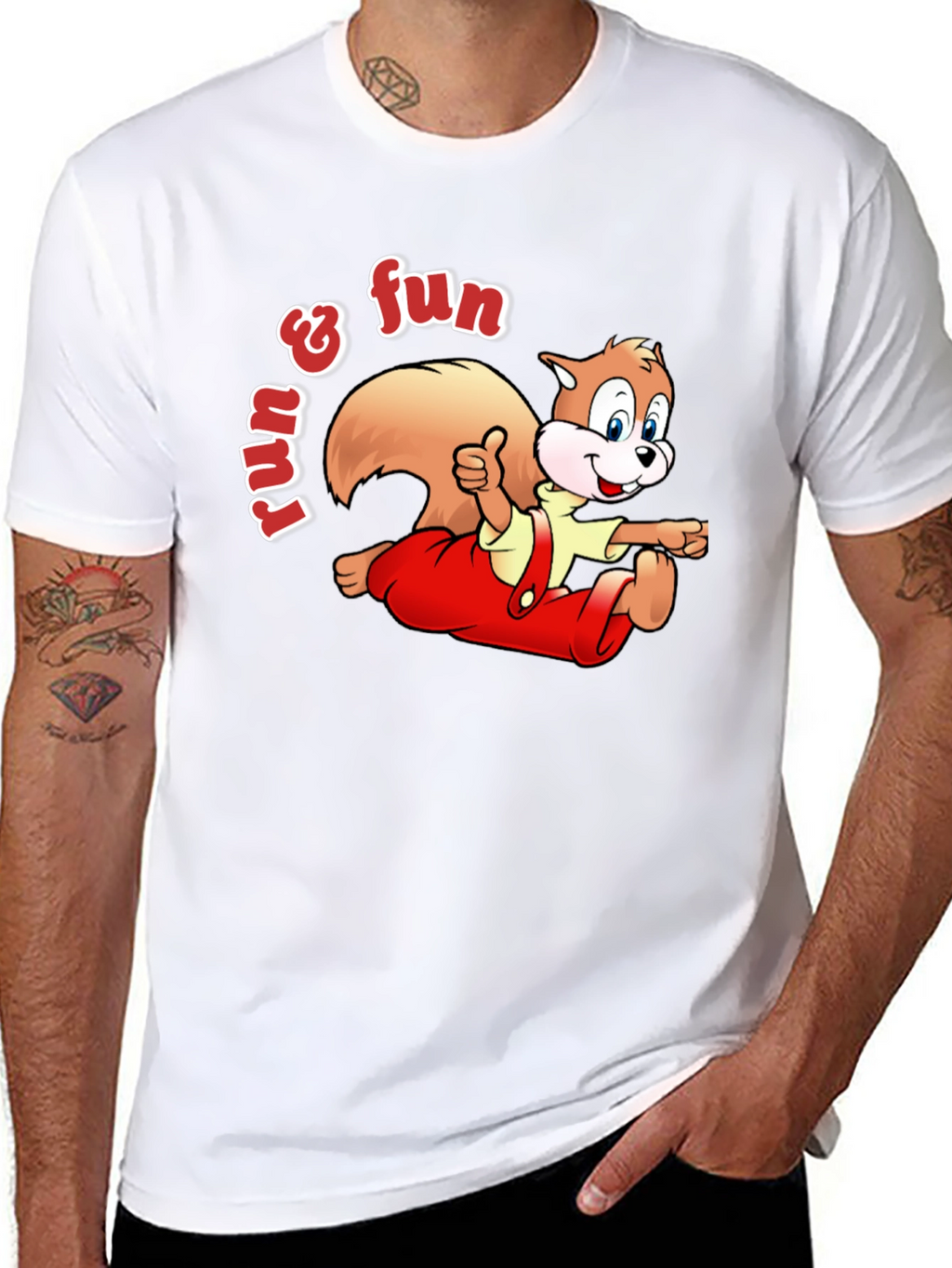 Fun Squirrel Graphic Tee - Black Casual T-Shirt
