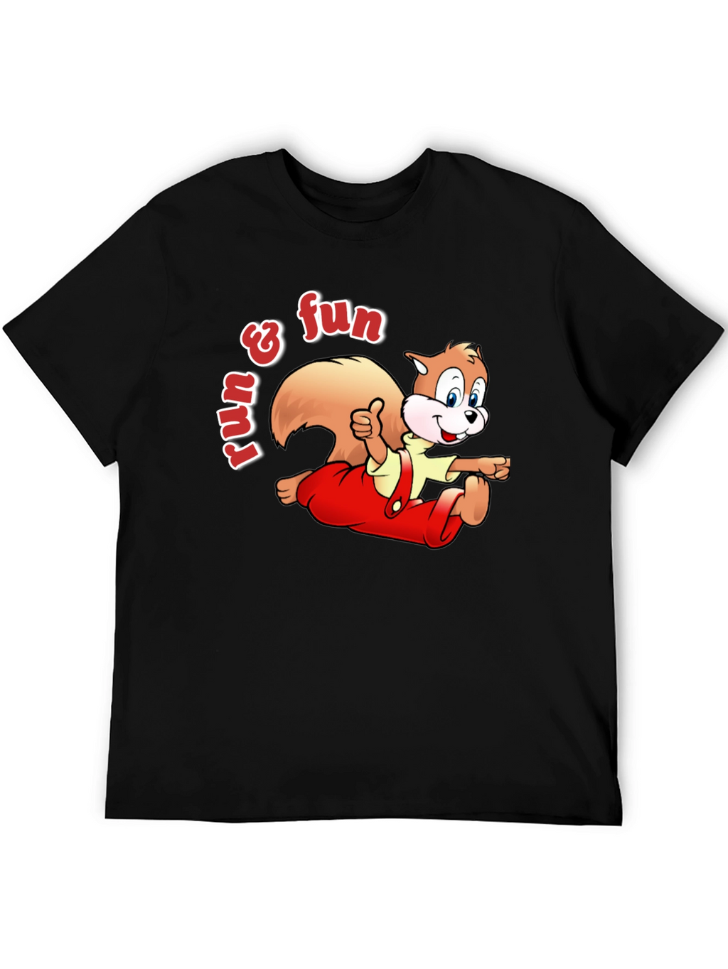 Fun Squirrel Graphic Tee - Black Casual T-Shirt