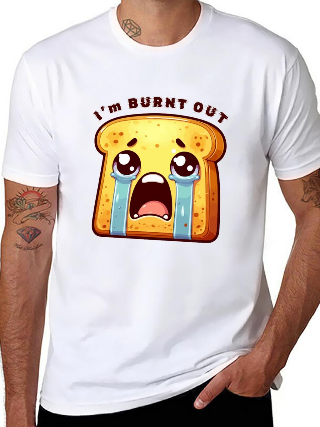 Burnt Out Toast Graphic Tee - Black Unisex T-Shirt
