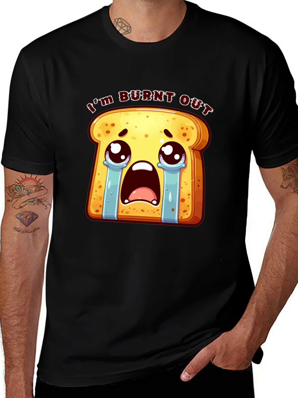 Burnt Out Toast Graphic Tee - Black Unisex T-Shirt