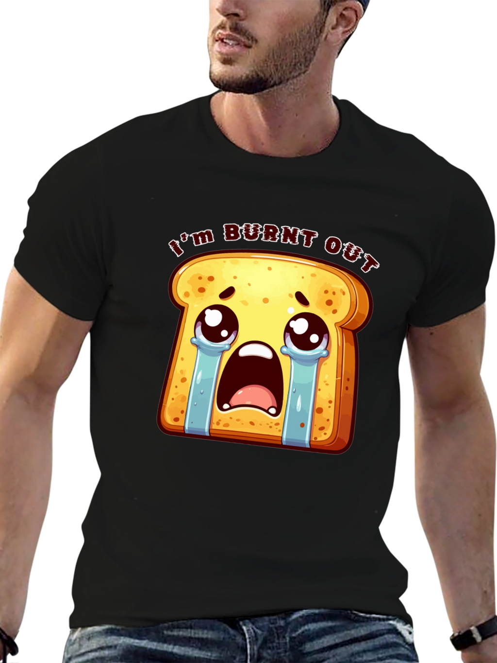 Burnt Out Toast Graphic Tee - Black Unisex T-Shirt