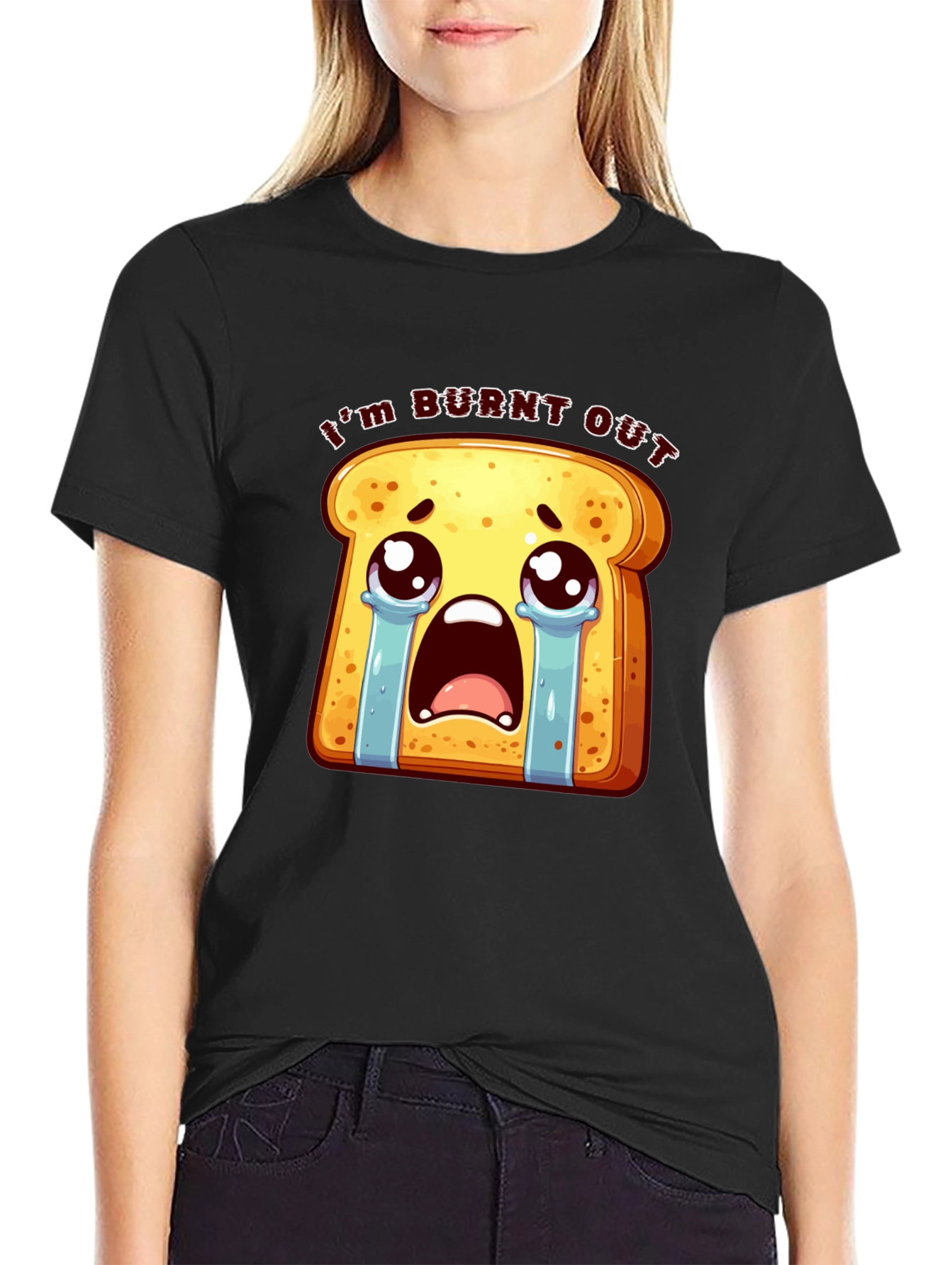Burnt Out Toast Graphic Tee - Black Unisex T-Shirt