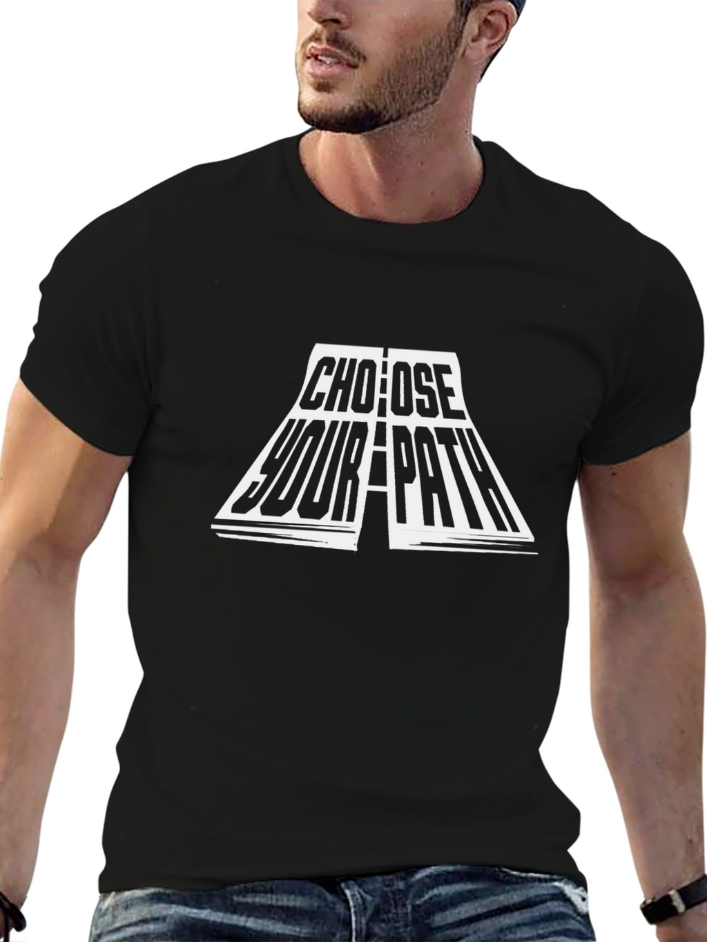 Choose Your Path Graphic Tee - Black Cotton