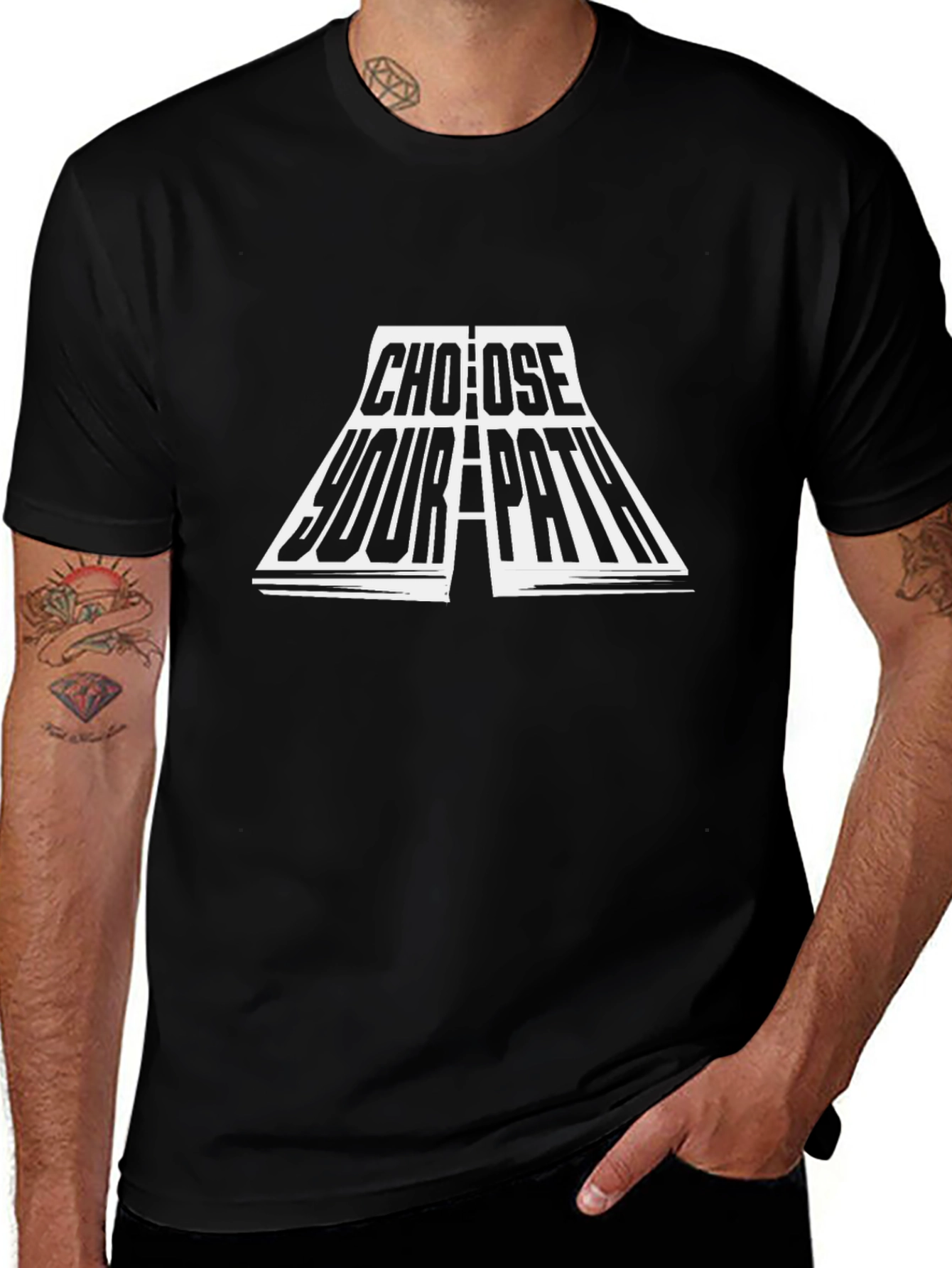 Choose Your Path Graphic Tee - Black Cotton