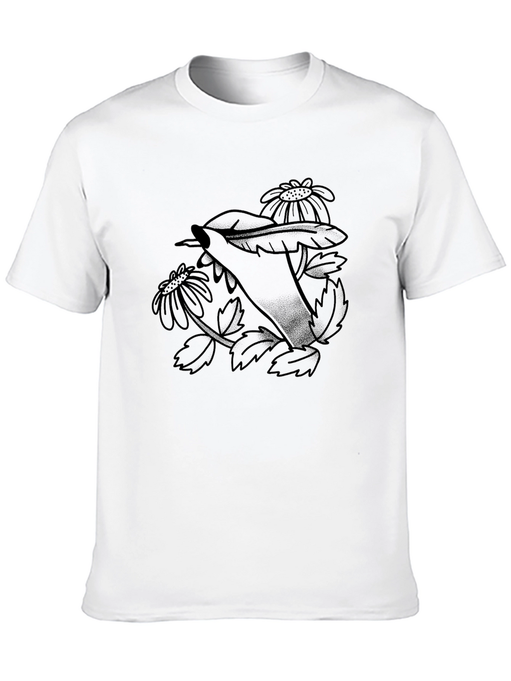 Floral Hand Print Black T-Shirt