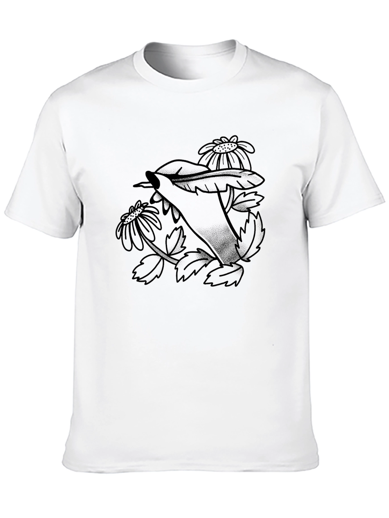 Floral Hand Print Black T-Shirt