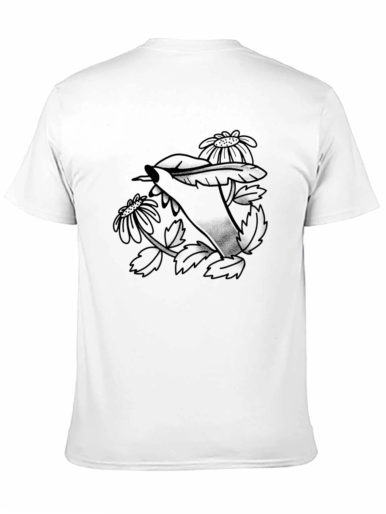 Floral Hand Print Black T-Shirt