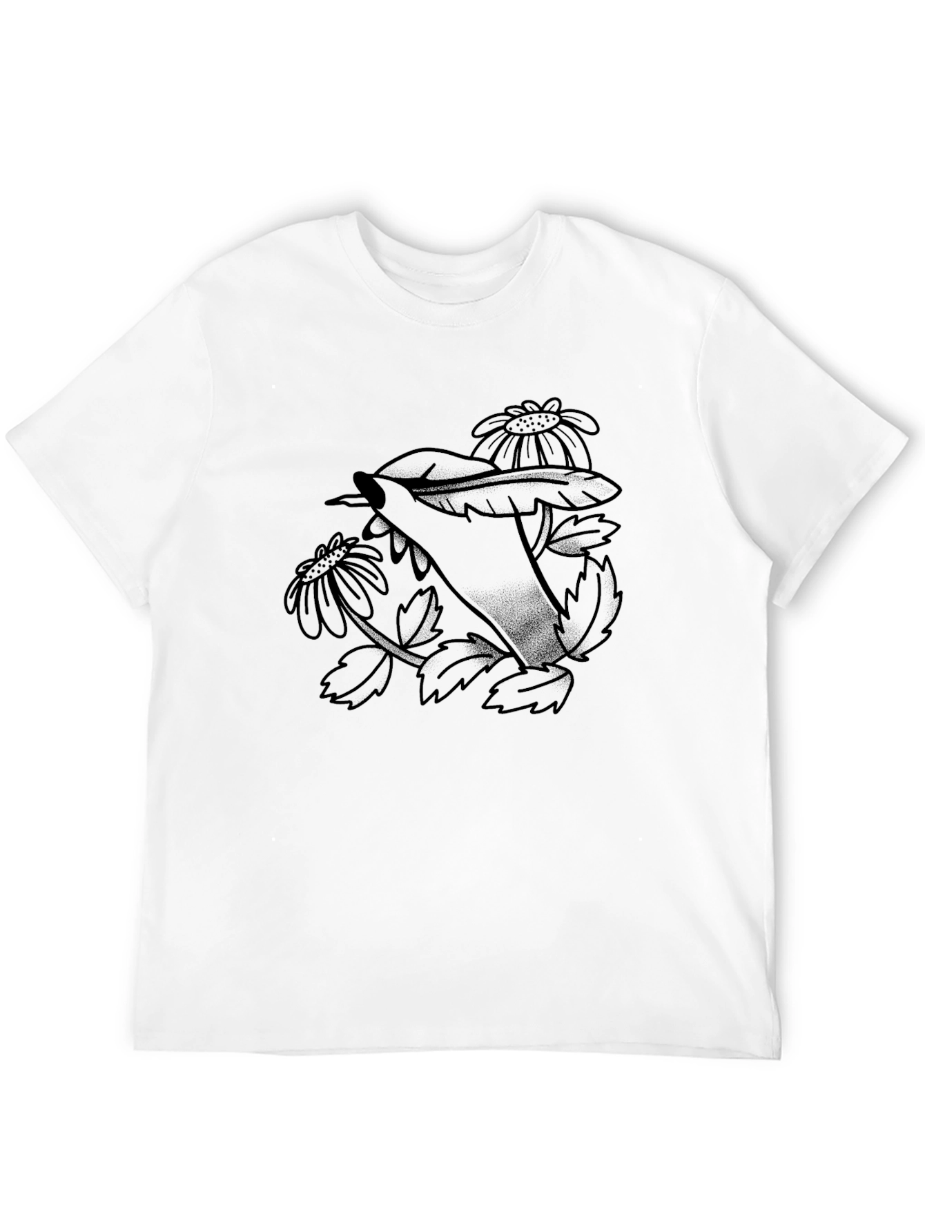 Floral Hand Print Black T-Shirt