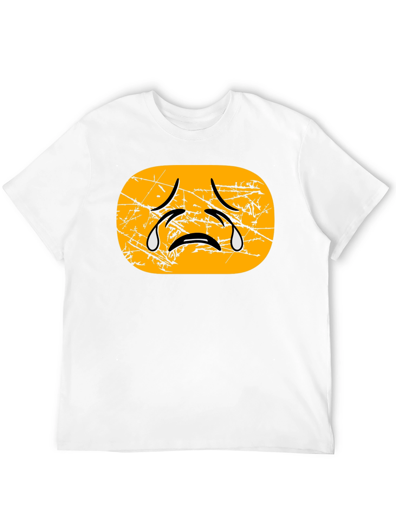 Distressed Crying Emoji T-Shirt - Black
