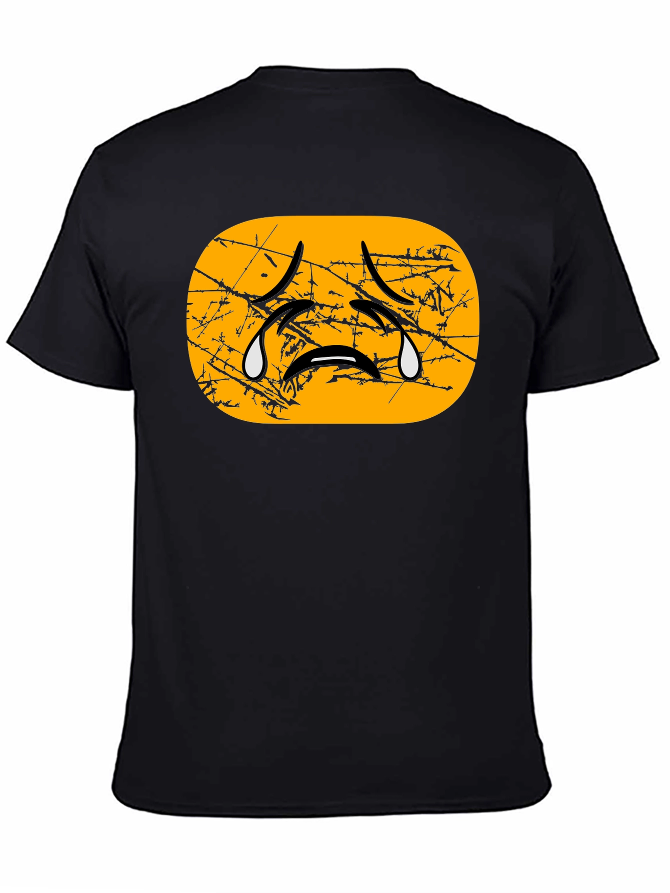 Distressed Crying Emoji T-Shirt - Black