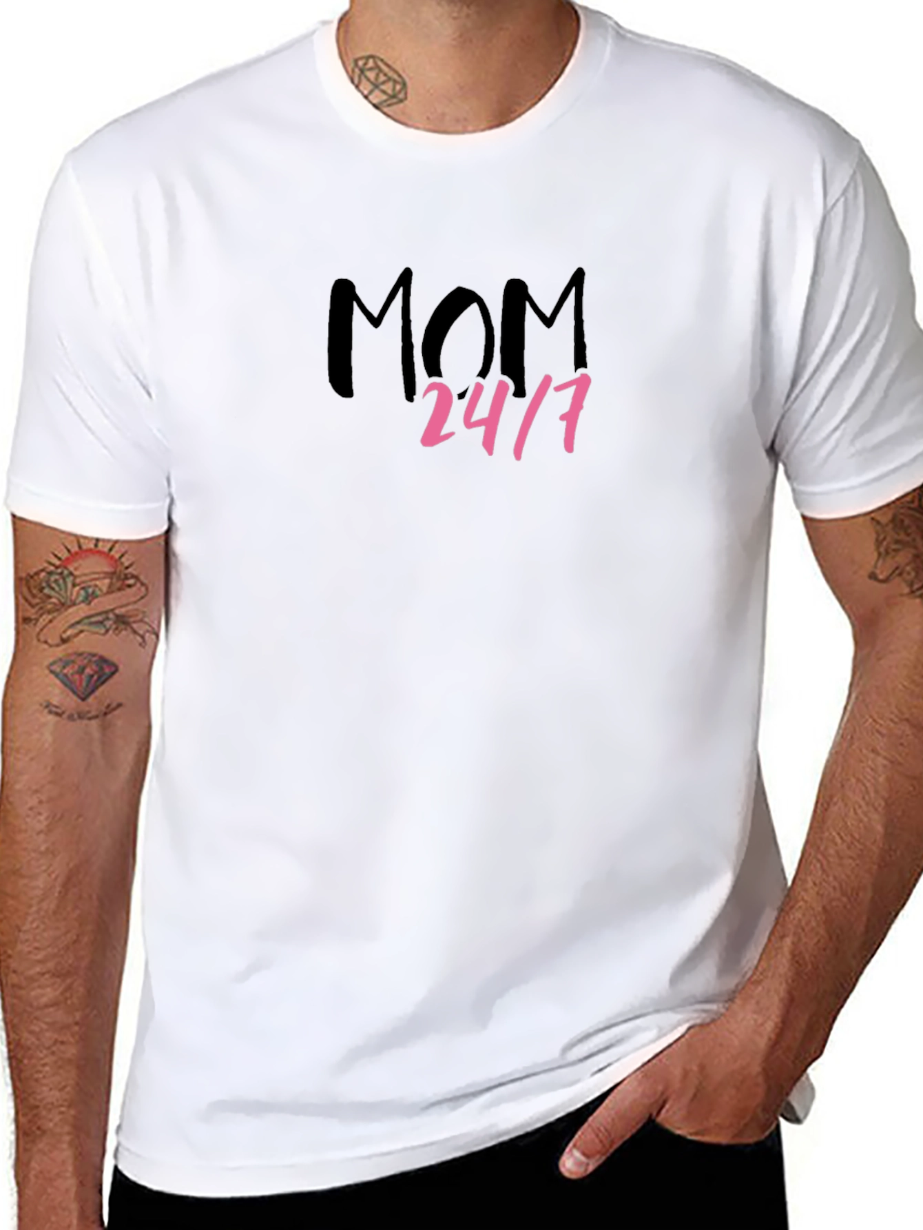 Mom 24/7 Black Graphic Tee