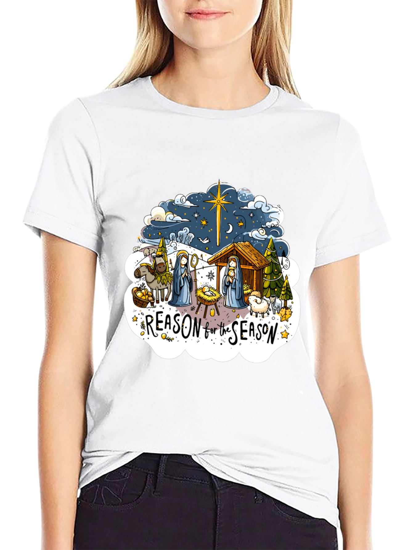 Reason for the Season Graphic Tee - Nativity Scene Shirt