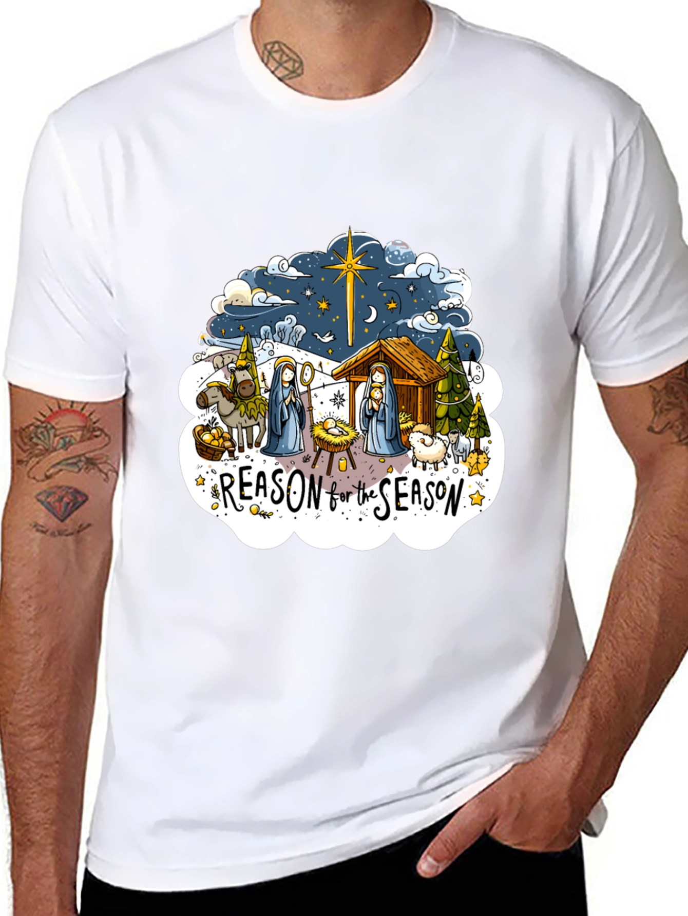 Reason for the Season Graphic Tee - Nativity Scene Shirt