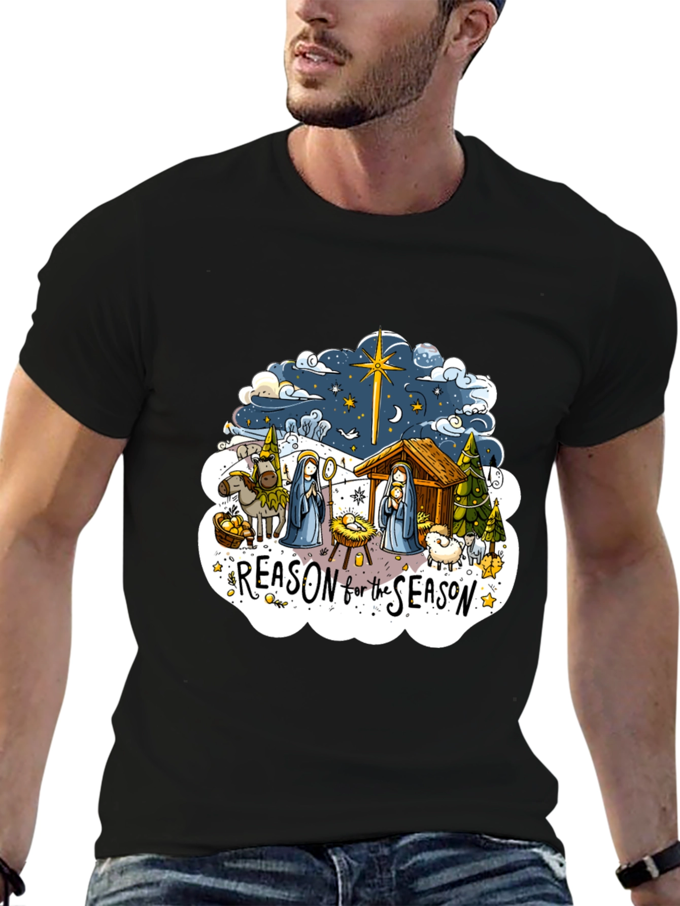 Reason for the Season Graphic Tee - Nativity Scene Shirt