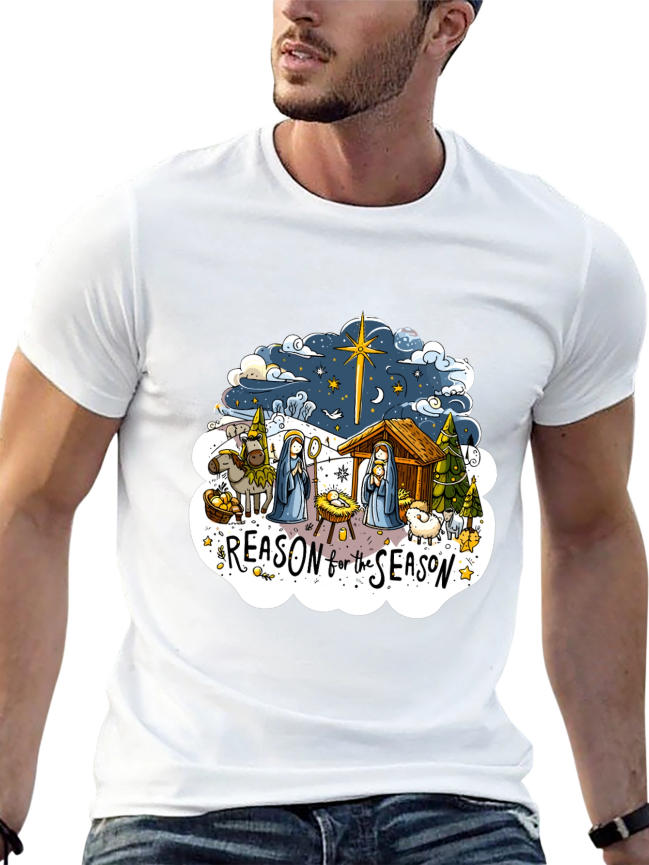 Reason for the Season Graphic Tee - Nativity Scene Shirt