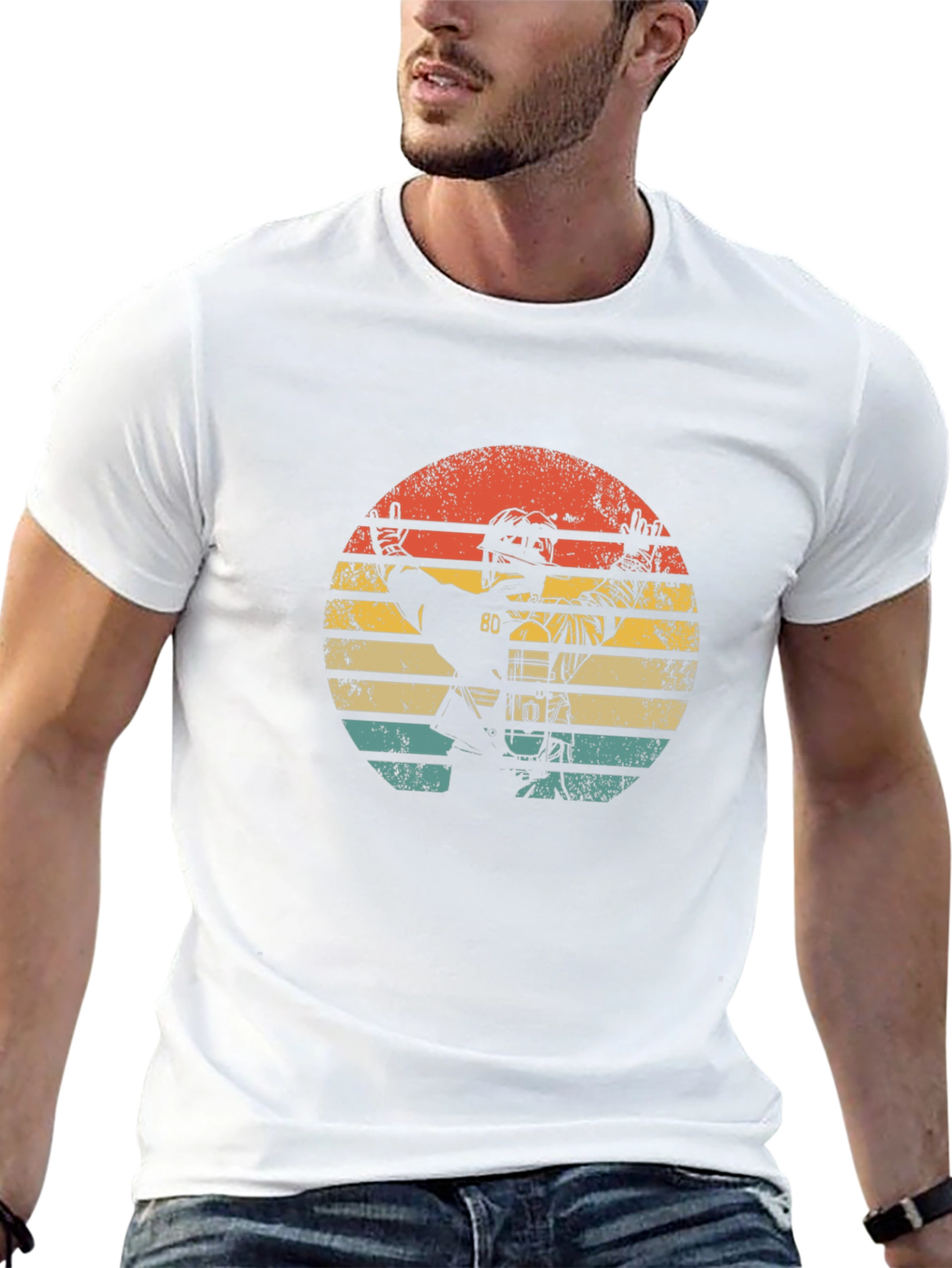 Vintage Hockey Player Graphic Tee - Retro Style T-Shirt