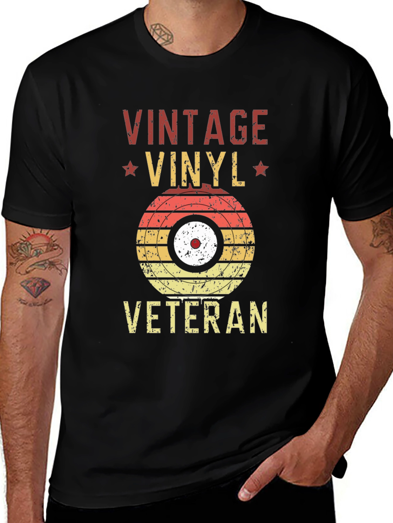 Vintage Vinyl Veteran Graphic T-Shirt