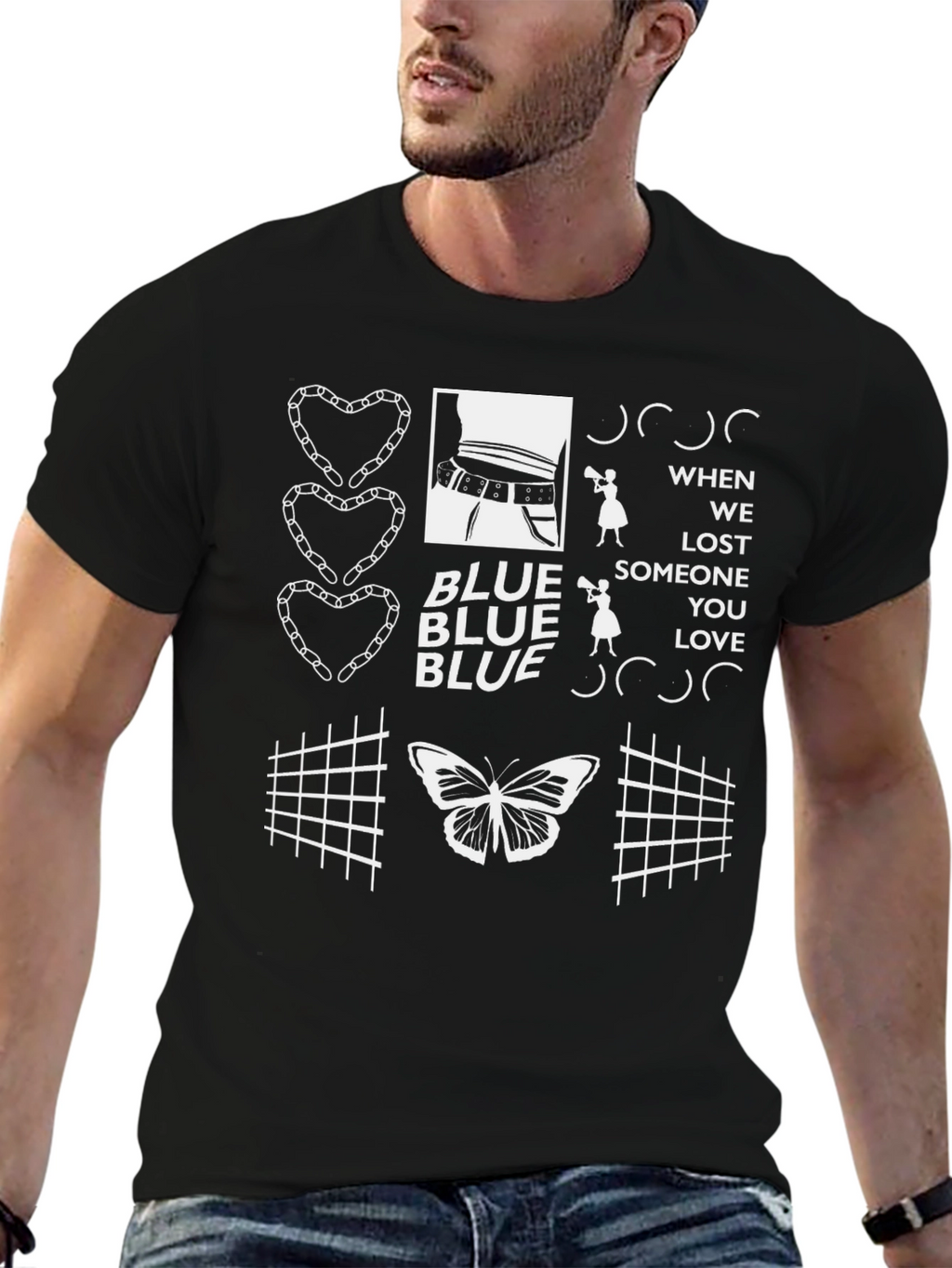 Unique Graphic Print Black T-Shirt