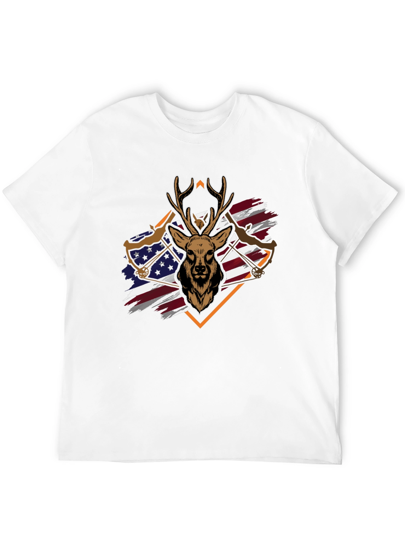 Deer Hunting Bow USA Flag Graphic T-Shirt