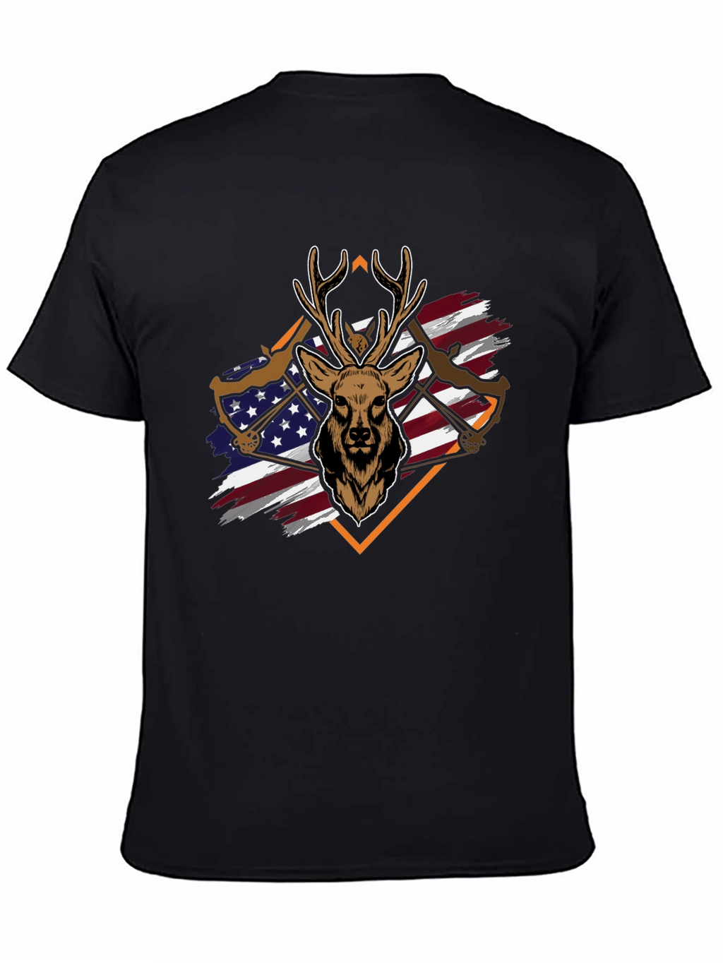 Deer Hunting Bow USA Flag Graphic T-Shirt