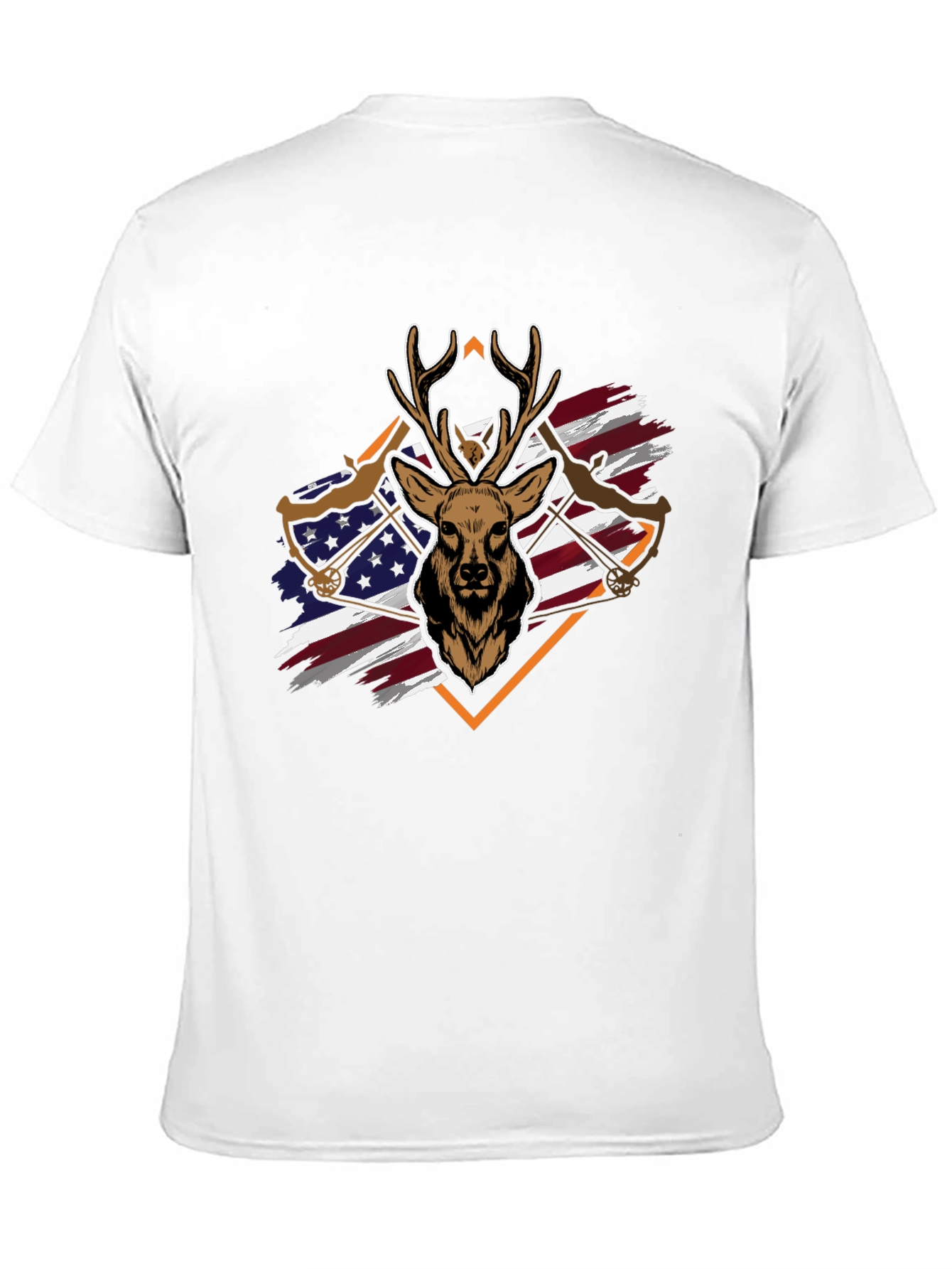 Deer Hunting Bow USA Flag Graphic T-Shirt