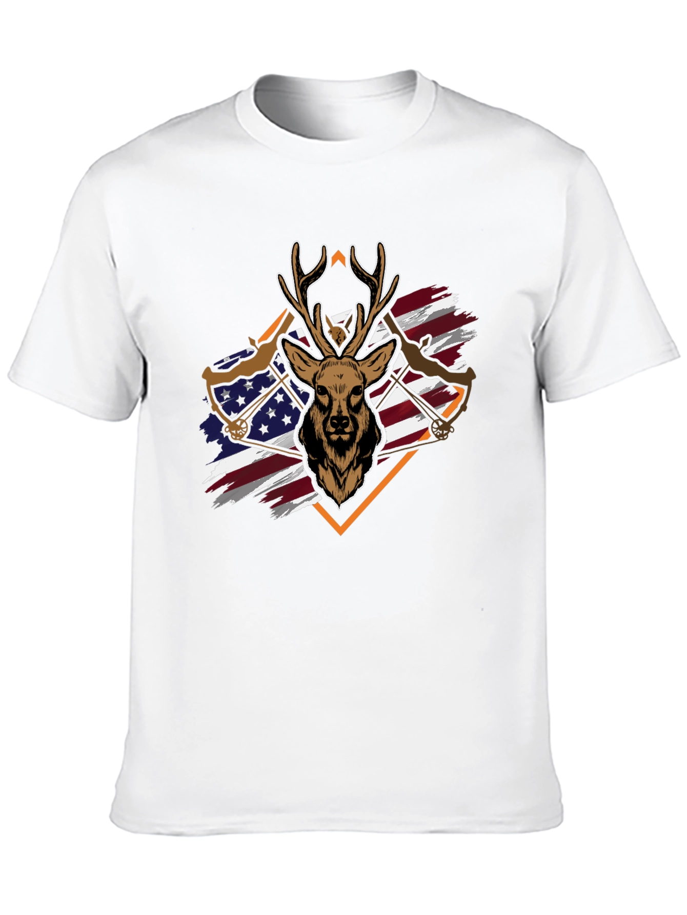 Deer Hunting Bow USA Flag Graphic T-Shirt
