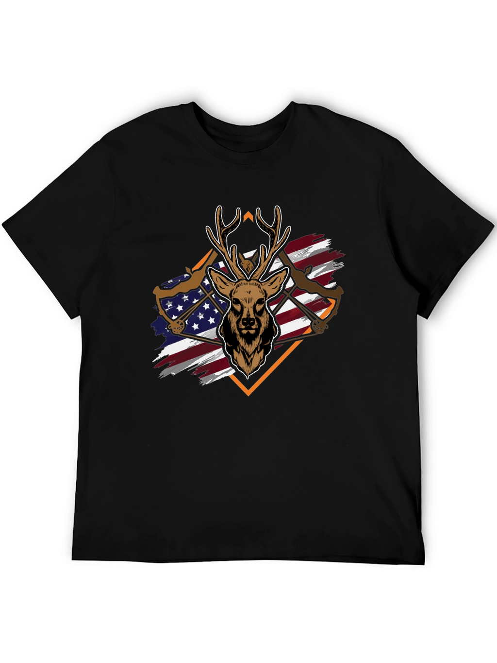 Deer Hunting Bow USA Flag Graphic T-Shirt