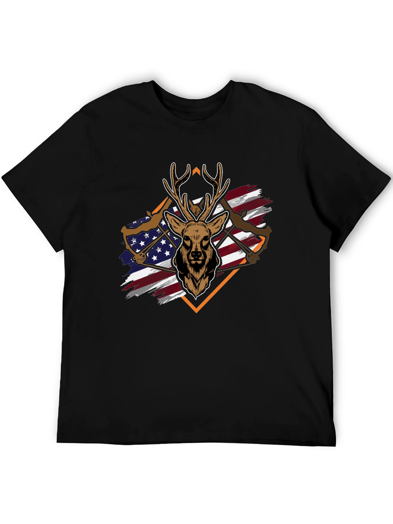 Deer Hunting Bow USA Flag Graphic T-Shirt