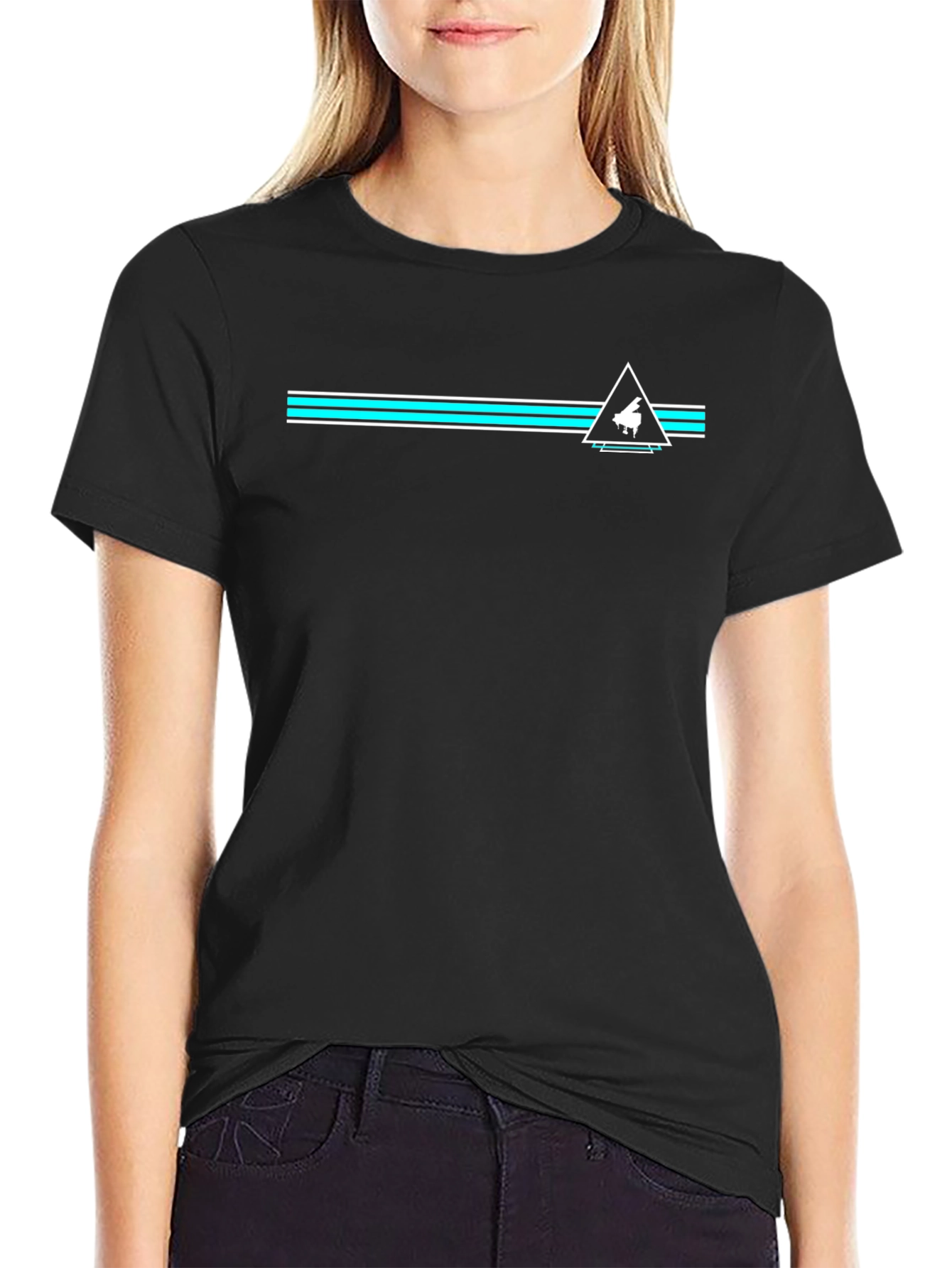 Piano Triangle Graphic Black T-Shirt