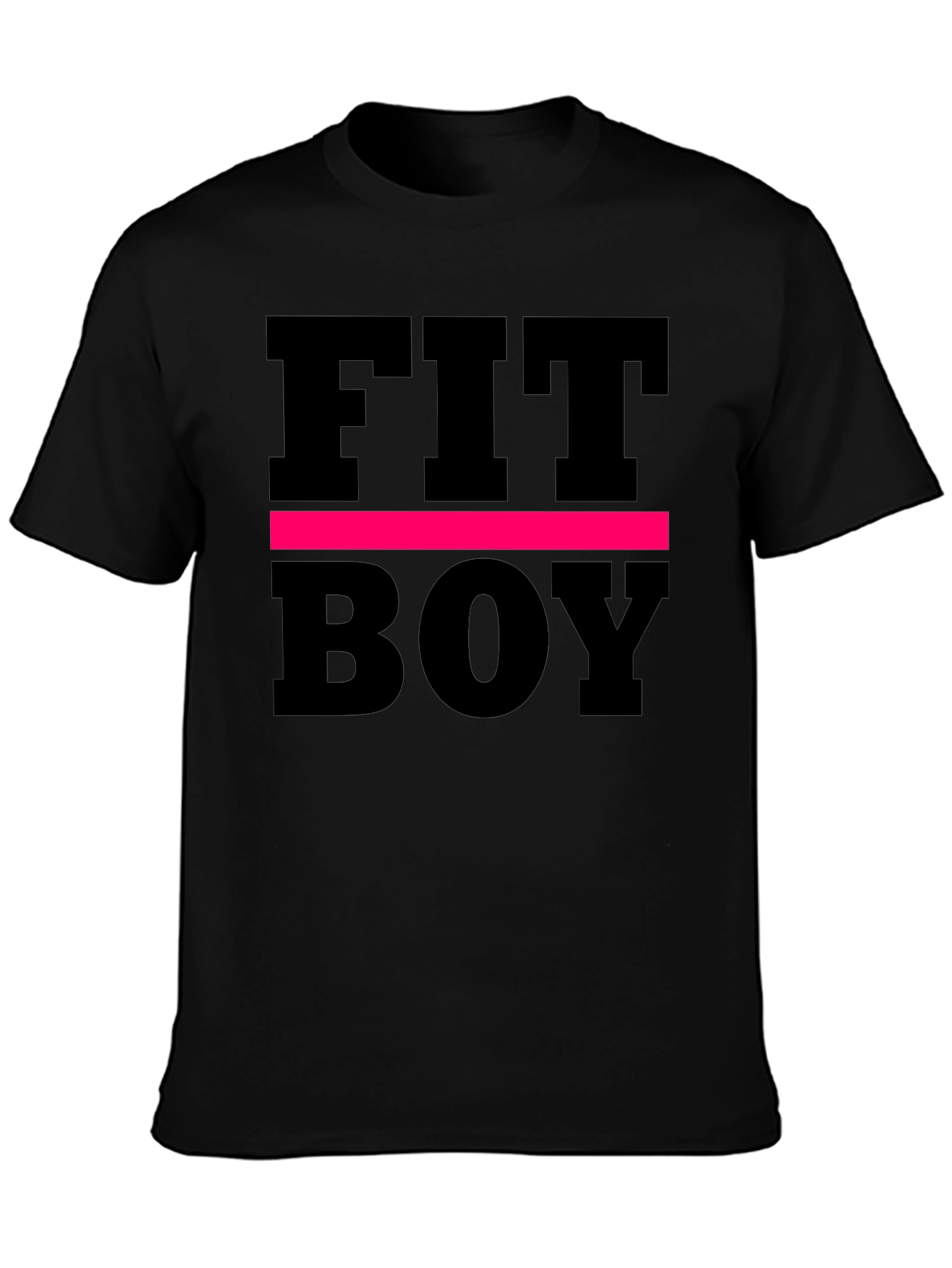 Fit Boy Graphic Tee - Black Cotton T-Shirt