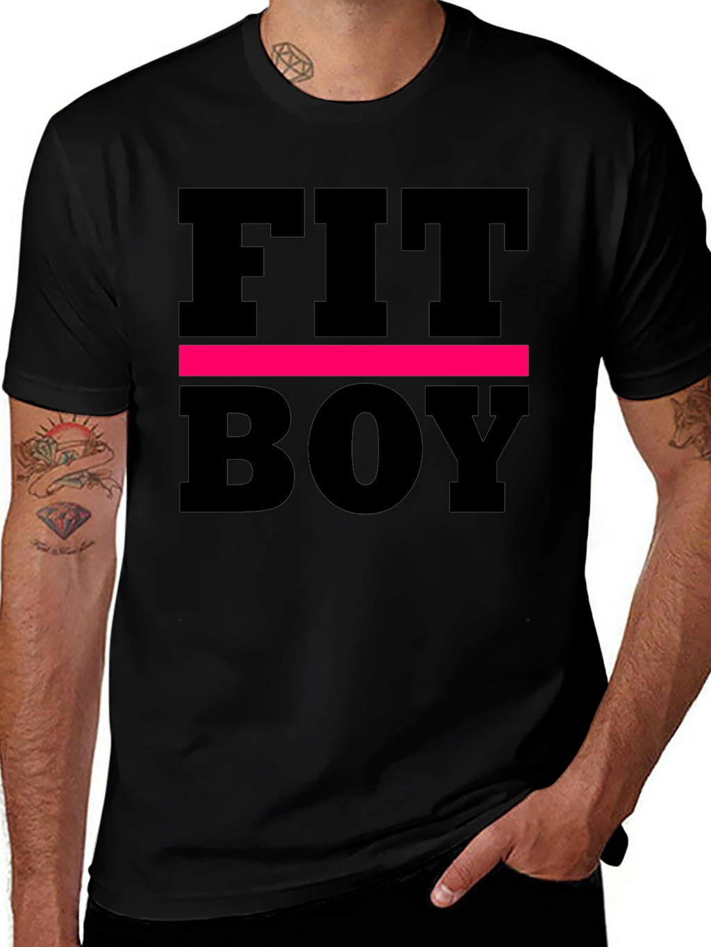 Fit Boy Graphic Tee - Black Cotton T-Shirt
