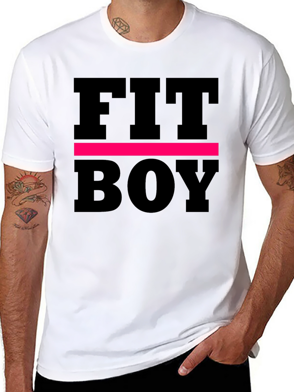 Fit Boy Graphic Tee - Black Cotton T-Shirt