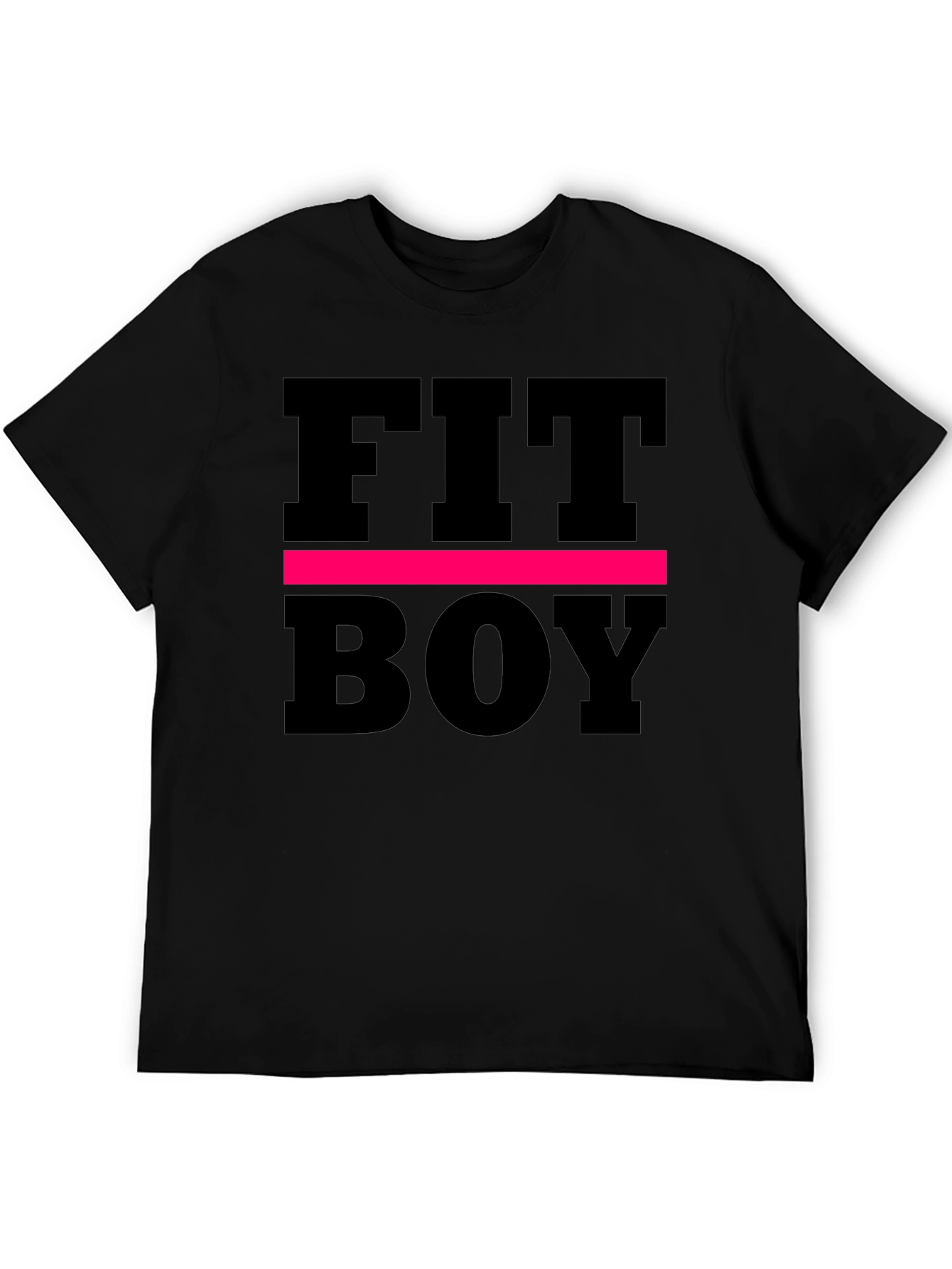 Fit Boy Graphic Tee - Black Cotton T-Shirt