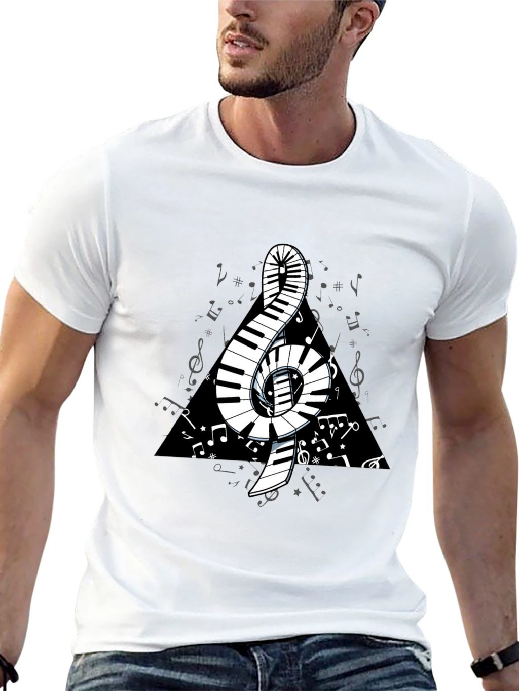 Musical Note Piano Keys T-Shirt - Black Graphic Tee