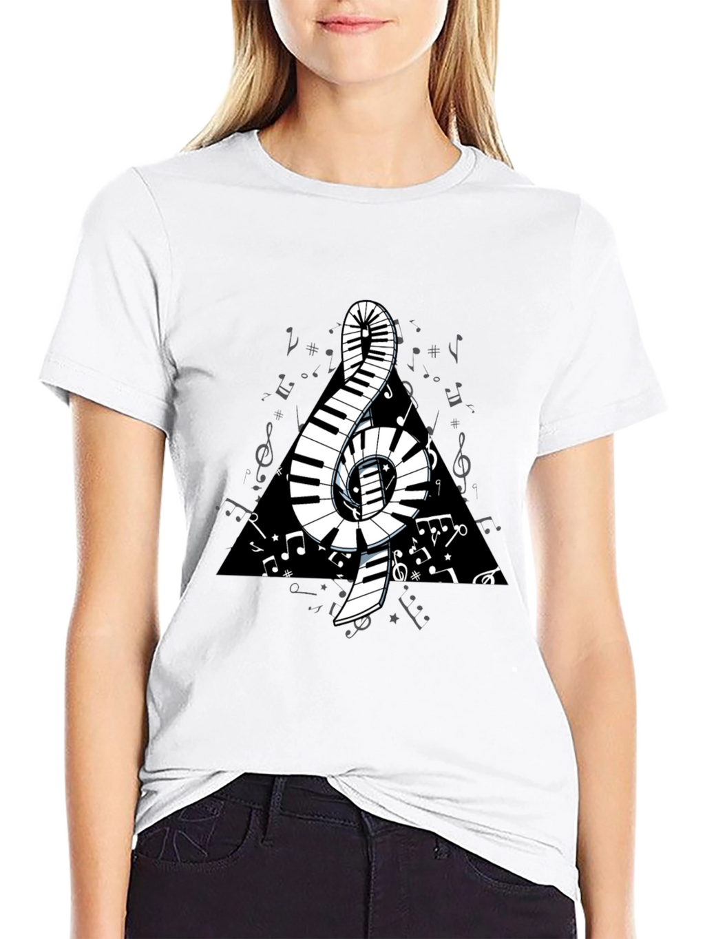 Musical Note Piano Keys T-Shirt - Black Graphic Tee