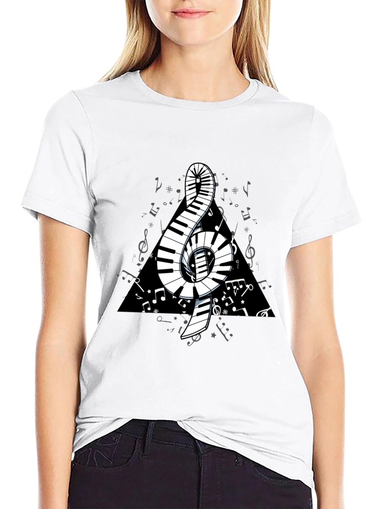Musical Note Piano Keys T-Shirt - Black Graphic Tee