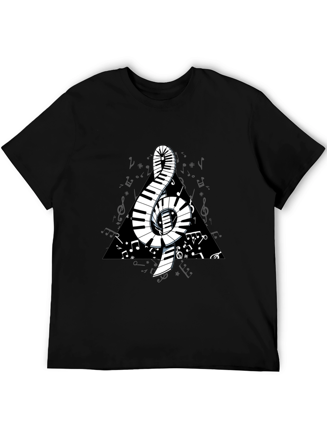 Musical Note Piano Keys T-Shirt - Black Graphic Tee