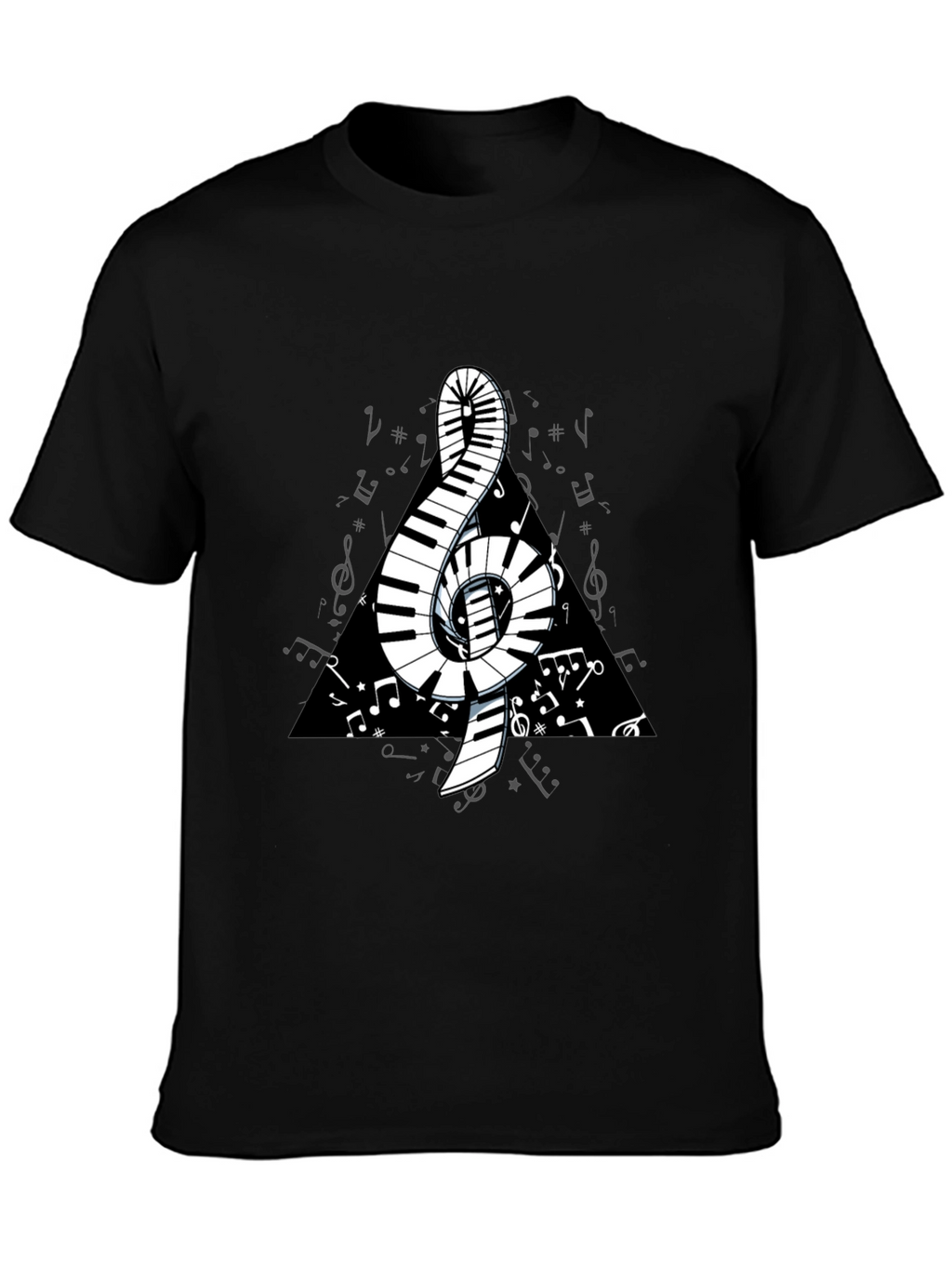 Musical Note Piano Keys T-Shirt - Black Graphic Tee