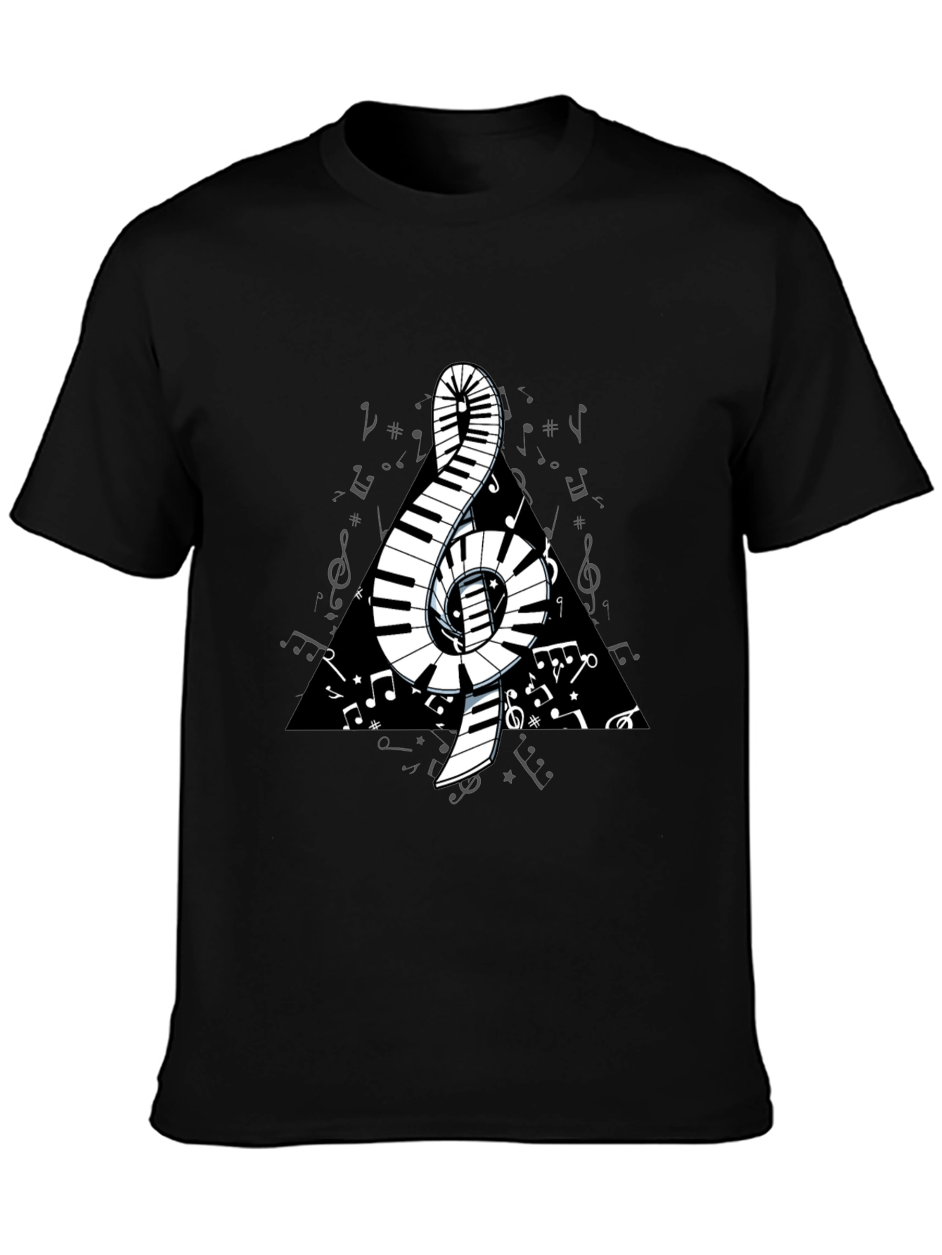 Musical Note Piano Keys T-Shirt - Black Graphic Tee