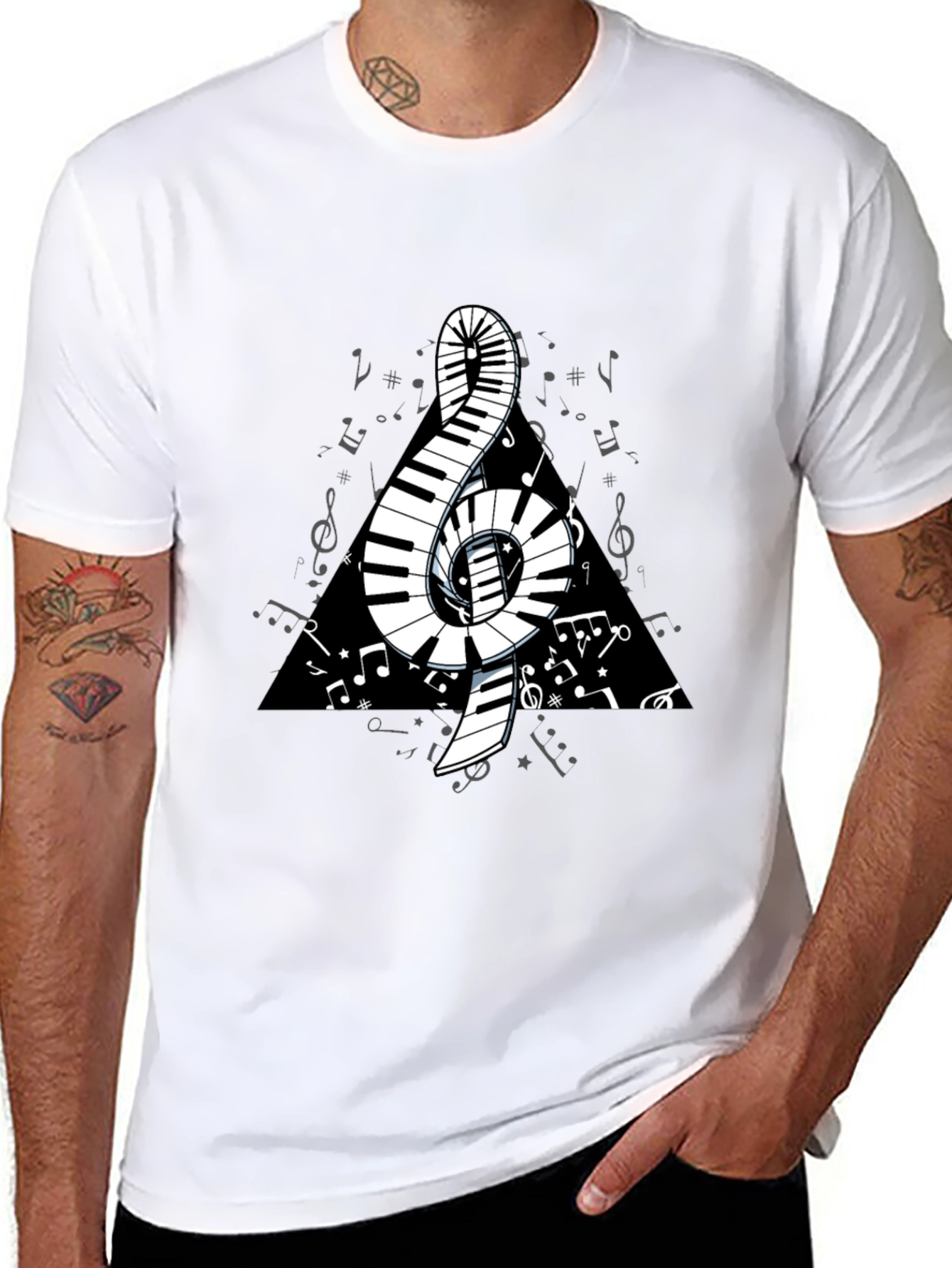 Musical Note Piano Keys T-Shirt - Black Graphic Tee
